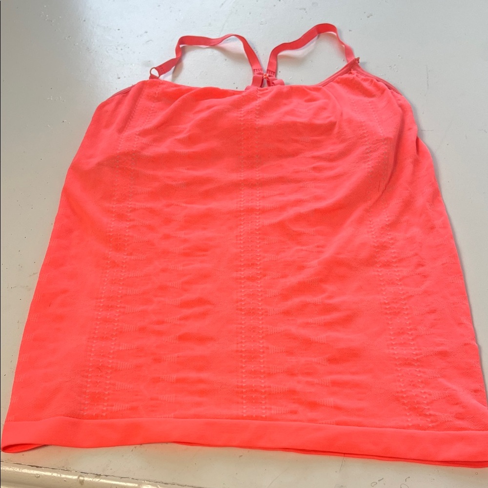 Athleta Medium Neon Pink Elastic Compression Patterned Tank Top